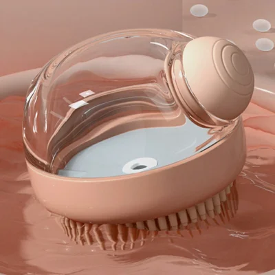 Hondenbadborstel met Douchegel dispenser, cadeau voor honden en katten, siliconen massage verzorgingsinstrument - Roze