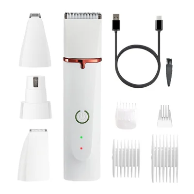 HD2050 4 in 1 Pet Electric Hair Trimmer with 4 Blades Grooming Clipper Nail Grinder Tool Kit (Charging Cable Color Random)