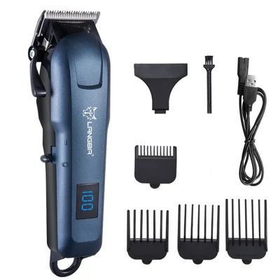 Recortadora eléctrica para mascotas LANGBA con pantalla digital, recortadora de pelo para perros y gatos con 4 peines de guía - Azul