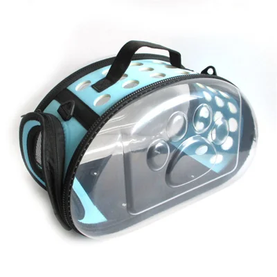 JM0809122 Transparente Respirável com Alça Cruzada para Gato, Bolsa de Viagem em PET+Poliéster+EVA, Presente, Tamanho S - Azul Lago