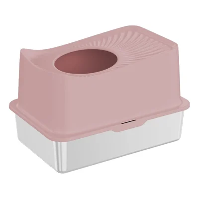 Kattenbak Anti-spatpiep Topopening RVS+ABS Katten toilet - Roze