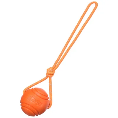 MEIANJU 6cm Pet Gift Bite Resistant TPR Bouncing Ball Dog Interactive Training Toy with Reflective Nylon Rope - Orange