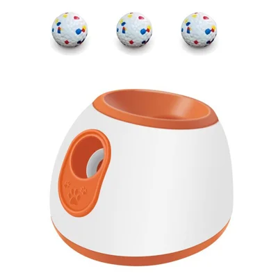 Automatic Pet Ball Launcher Dog Toy Gift with 3 Adjustable Distance Settings - EU Plug / Orange