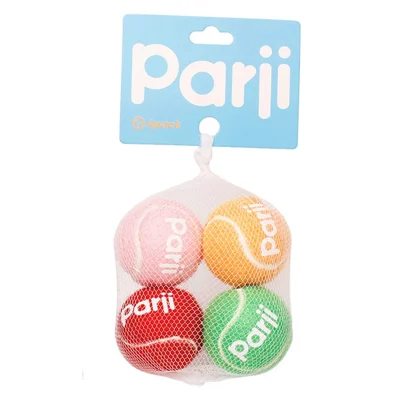 PARJI 4Pcs Size S 5cm Squeaky Dog Toy Balls Rubber Felt Tennis Balls for Dogs Outdoor Playing Training
