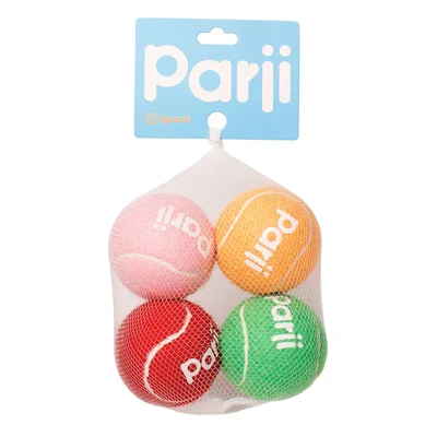 PARJI 4Pcs Size L 6.5cm Squeaky Dog Toy Balls Rubber Felt Tennis Balls for Dogs Outdoor Playing Training