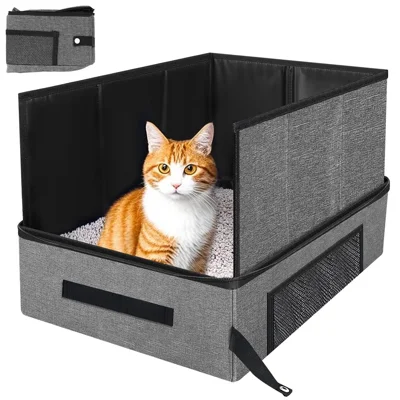 Waterproof 600D Oxford Fabric Foldable Cat Litter Box Portable Travel Pet Toilet Gift for Cats