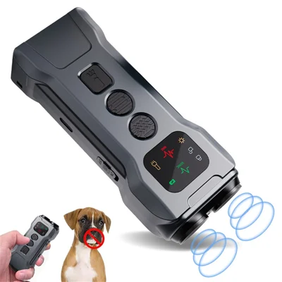 P9 Dual Head Anti Barking Device Gift Ultrasonic Dog Repellent Portable Dog Training Tool Built In Flashlight - Black