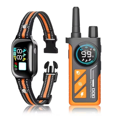 PD 511-1-TIO Coleira de Treino para Cão com Controlo Remoto, IPX7 Resistente à Água, Alcance de 1000 m, Recarregável, Ecrã Colorido, Coleira Anti-Latido com Choque