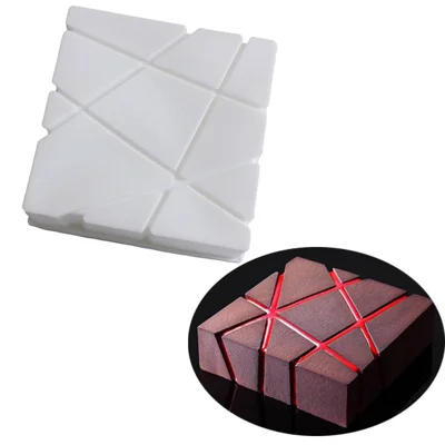 Molde Cuadrado Irregular para Tarta de Mousse 174006, Herramienta de Repostería de Silicona, Molde para Chocolate (sin BPA, sin FDA) - Blanco
