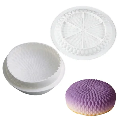 Molde para Pasteles Redondo de Silicona Saint Honore Blossom GT0028, Herramienta para Hornear Antiadherente para Mousse, Tarta de Queso, Fondant, Chocolate (Sin BPA, Sin FDA) - Blanco