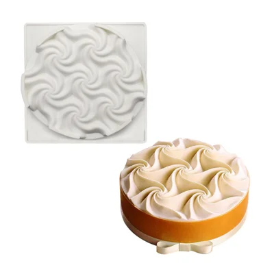 Molde Redondo de Silicona con Diseño de Onda de Ripple 184480 para Pasteles, Mousses, Chiffon, Chocolate, Queso, Helado (Sin BPA, Sin FDA) - Blanco