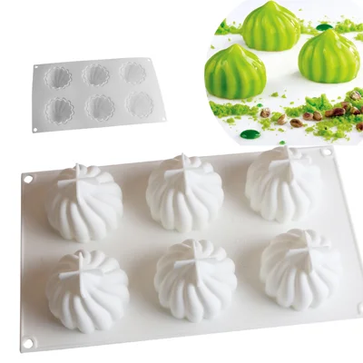 174016 6-fach Keks-Eis-Mousse-Form Lebensmittelsilikon Backform für Mousse-Torte Schokolade Seife DIY Dekoration (BPA-frei, ohne FDA) - Weiß