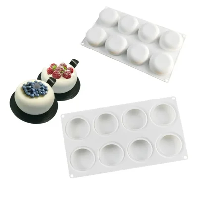 Molde de Silicona Ovalado de 8 Cavidades 164539 Molde para Hornear de Grado Alimenticio para Tarta Mousse Chocolate Jabón Gelatina Velas (Sin BPA, Sin FDA) - Blanco