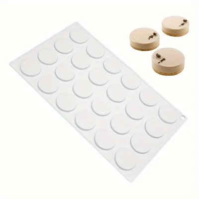 198053 Molde Redondo de Silicona con 24 Cavidades, Herramienta para Hornear, Molde para Chocolate DIY, Sello de Cera, Molde para Resina (Sin BPA, Sin FDA) - Blanco