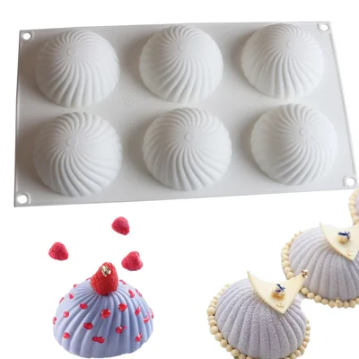 Molde para Pasteles de Galleta en Espiral de 6 Cavidades 174015, Molde de Silicona de Grado Alimenticio para Repostería Francesa, Chocolate y Jabón Artesanal (Sin BPA, Sin FDA) - Blanco