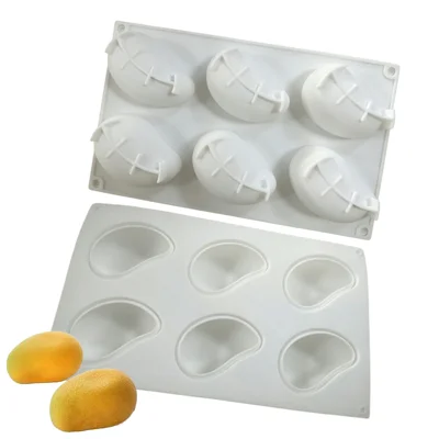 Molde de Silicona con Forma de Mango de 6 Cavidades TC2603 para Tarta de Mousse, Helado, Gelatina, Herramienta para Hornear (Sin BPA, Sin FDA) - Blanco