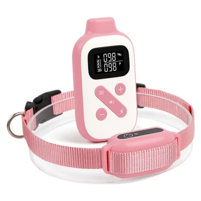 Coleira de Treino para Cão à Distância PD 523-1, Alcance de 1000M, à Prova de Água IPX7, Recarregável, Anti-Latido, para Cães - Cor de Rosa