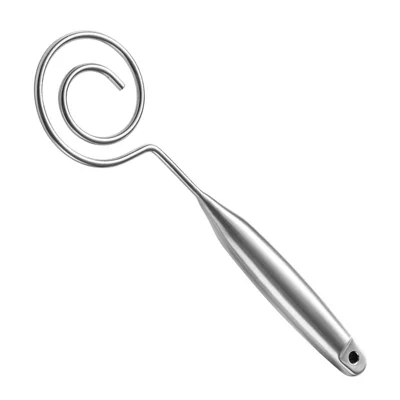 28,5 x 7,7 cm Roestvrijstalen Dubbelring Spiraalvormige Deeggarde Meelmixer met Hanggat voor Bakken - Zilver