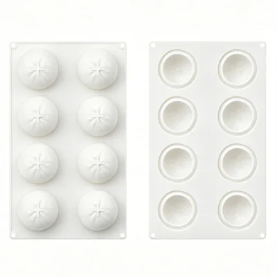 Molde de Silicona para Pastel de Naranja de 8 Cavidades para Postre de Mousse Chocolate Grado Alimenticio Antiadherente Fácil Desmoldado Resistente al Calor (Sin BPA, Sin FDA) - Blanco