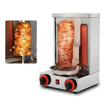 GH-25 Professioneller Gas-Drehspießgrill 360° Automatische Drehung, unabhängige Temperaturregelung, Edelstahlgrill – EU-Stecker