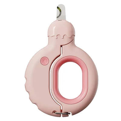 AIWO Huisdier Nagelschaar LED Licht Anti-Knipsen Bloedvatjes ABS+RVS Kat Klauwtrimmer ST - Roze