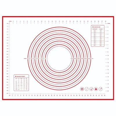 60x80 CM Degplåt, Sliprädd Fiberglasmatta + Silikonmatta för Uvrullning av Deg, Pajdeg, Kex 0,4 MM Tjock (BPA-fri, Ej FDA-certifierad) - Röd