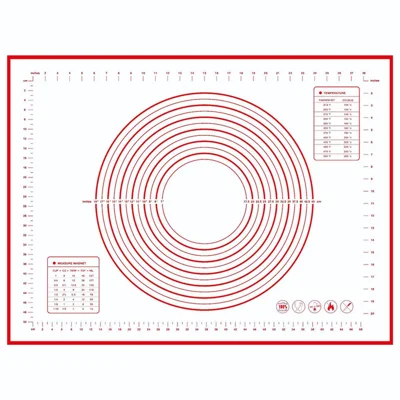 60x80 CM Livsmedelsgrad Fiberglasduk + Silikondegmatta Degvallningsmatta Antihrubbningsunderlag (BPA-fri, ej FDA-certifierad) - Röd