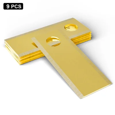 9Pcs for BIGMOW Lawn Mower Stainless Steel Replacement Single Hole Blades, 42.5x17.5x0.6mm - Gold