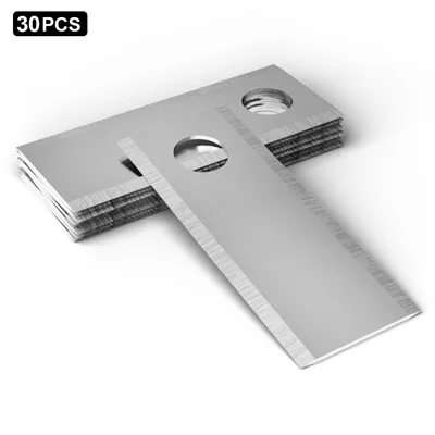 30Pcs for BIGMOW Lawn Mower Stainless Steel Replacement Single Hole Blades, 42.5x17.5x0.6mm - Silver