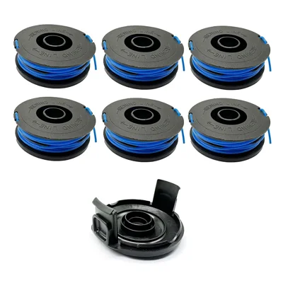 RSJA-01+RSJA-01-1 For Spear & Jackson GT600 / GT450 Lawn Mower 6 Replacement Spool + Spool Cap