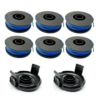 RSJA-01+RSJA-01-1 For Spear & Jackson GT600 / GT450 Lawn Mower 6 Replacement Spool + 2 Spool Cap