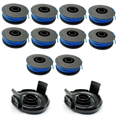 RSJA-01+RSJA-01-1 For Spear & Jackson GT600 / GT450 Lawn Mower 10 Replacement Spool + 2 Spool Cap