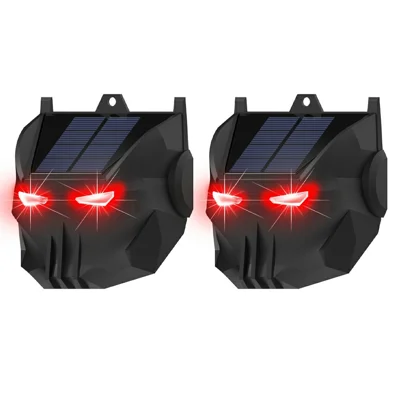 N911X 2Pcs Solar Powered Animal Repellent Lamp Outdoor Security Red LED Flashing Predator Deterrent Light