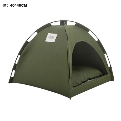 DOG &CAT Outdoor Pet Tent Breathable Foldable Pet Cage M 40 x 40CM For Pets Under 10 Pounds Portable Travel Bed - Army Green