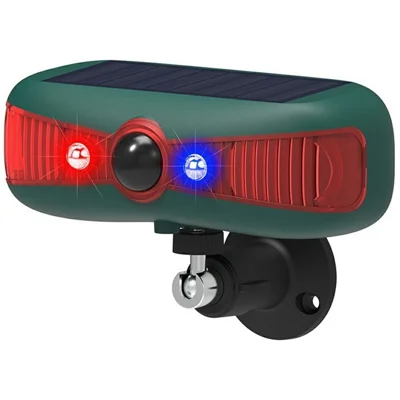 N911Y Répulsif Sonore et Lumineux à Détecteur de Mouvement Infrarouge Alimenté par Énergie Solaire avec Voix d'Animaux Haute Fréquence