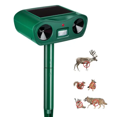Répulsif Solaire Ultrasonique 575 Étanche IPX4 Capteur PIR 18-60 kHz LED Clignotante Répulsif Extérieur - Vert