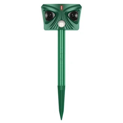 568 Répulsif Solaire Ultrasonore pour Animaux IPX4 Étanche Capteur PIR Alarme 120dB Portée 6-8m pour Ferme Jardin - Vert