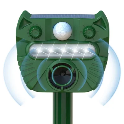 Répulsif solaire extérieur ultrasonique RC-547 avec capteur de mouvement PIR, stroboscope LED, étanche IPX4 - Vert