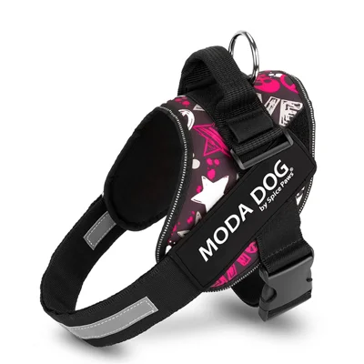 MODA DOG H047 Size M, Medium / Large Dog Harness Gift Side Clip Pet Vest Anti-Rush Easy Control Chest Strap with Reflective Strap - Peace Guard - Love