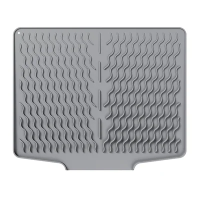 Silicone Heat Insulation Tableware Drain Pad Kitchen Sink Non-Slip Dishes Drying Water Draining Pad - Grey