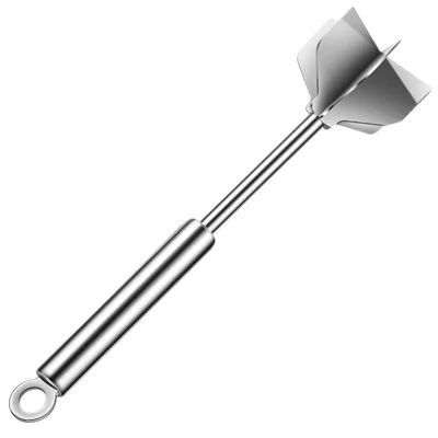 304 Stainless Steel Meat Masher Multi-function 6-Blade Potato Masher Food Chopper Kitchen Tool (BPA Free, No FDA) - Silver