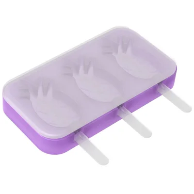 Stampi in Silicone per Ghiaccioli e Gelati, 3 Cavità, a Forma di Frutta, con Coperchio, per Dolci Congelati Fatti in Casa (Senza FDA, Senza BPA) - Ananas / Viola