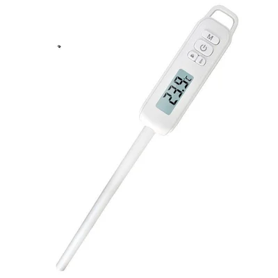 B0606 LCD Digital Food Thermometer Waterproof 304 Stainless Steel Probe BBQ Meat Thermometer for Cooking Baking (BPA Free, No FDA) - White