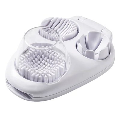 Slicer per uova 3 in 1 in ABS + acciaio inossidabile, tagliauova, divisore per uova di anatra, bianco, per la preparazione di cibi in cucina