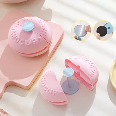 Guantes de cocina con diseño de donut resistentes al calor, imán para montaje en pared, fundas desmontables antideslizantes de ABS + silicona + imán - Azul Rosa