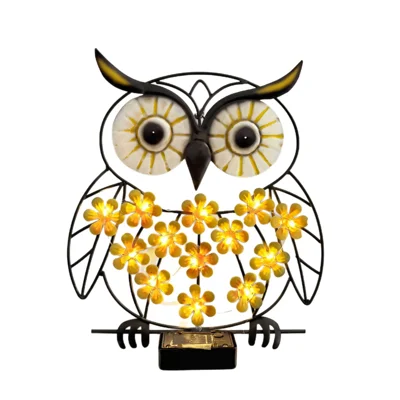 Owl Shape Solar Iron Light Solar Powered LED Outdoor Wall Lamp Garden Decoration
