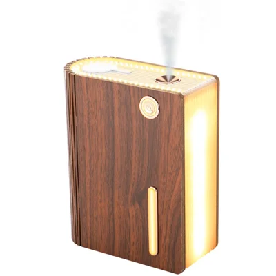 EH0013 Book Shape Wooden USB Humidifier Home Mute Mist Diffuser Night Light - Red Walnut Wood