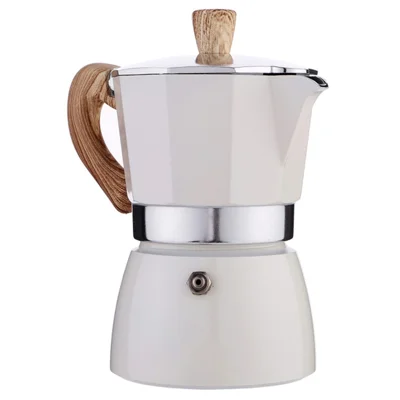 150ml Italian Mocha Espresso Percolator Pot Home Stovetop Coffee Maker Aluminum Moka Pot Kitchen Coffee Making Tool for Three People (No FDA, BPA-free) - White