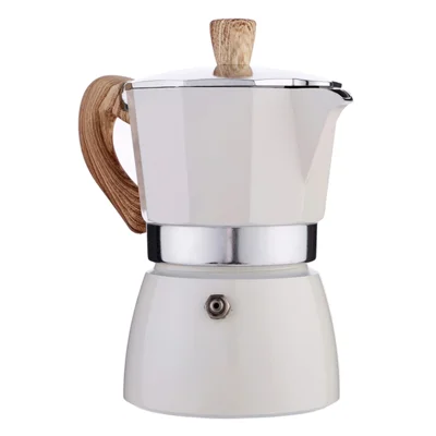 300ml Classic Espresso Percolator Stovetop Home Coffee Maker Aluminum Moka Pot Kitchen Coffee Making Tool for 6 People (No FDA, BPA-free) - White