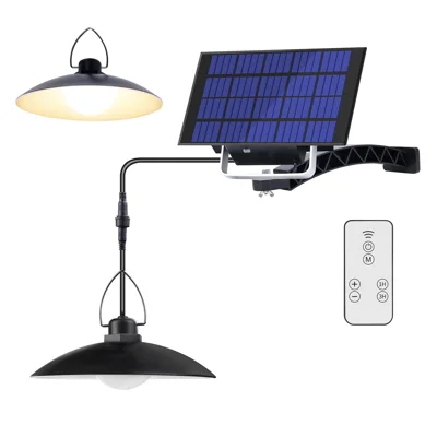 A2 35 LED Single Head Solar Powered Hanging Lamp Outdoor Waterproof Remote Control Light - Warm White